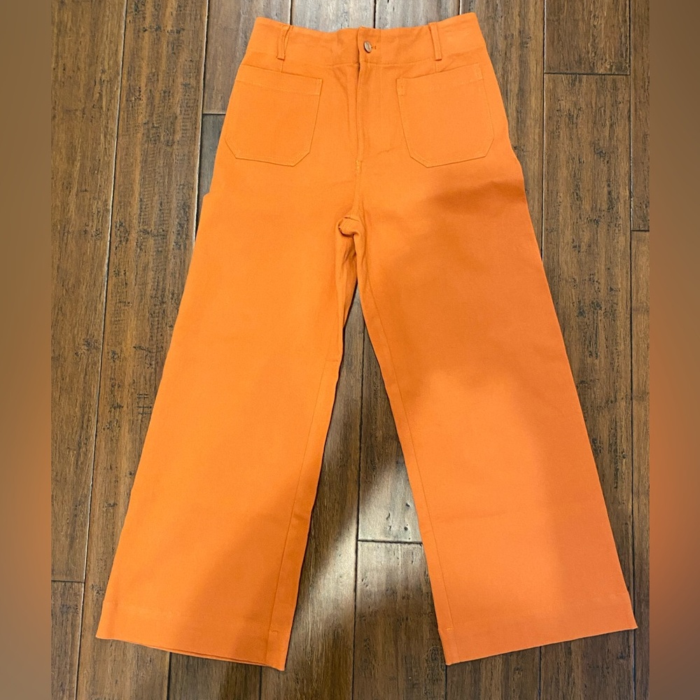 ee:some Cropped Orange High-Rise Trousers